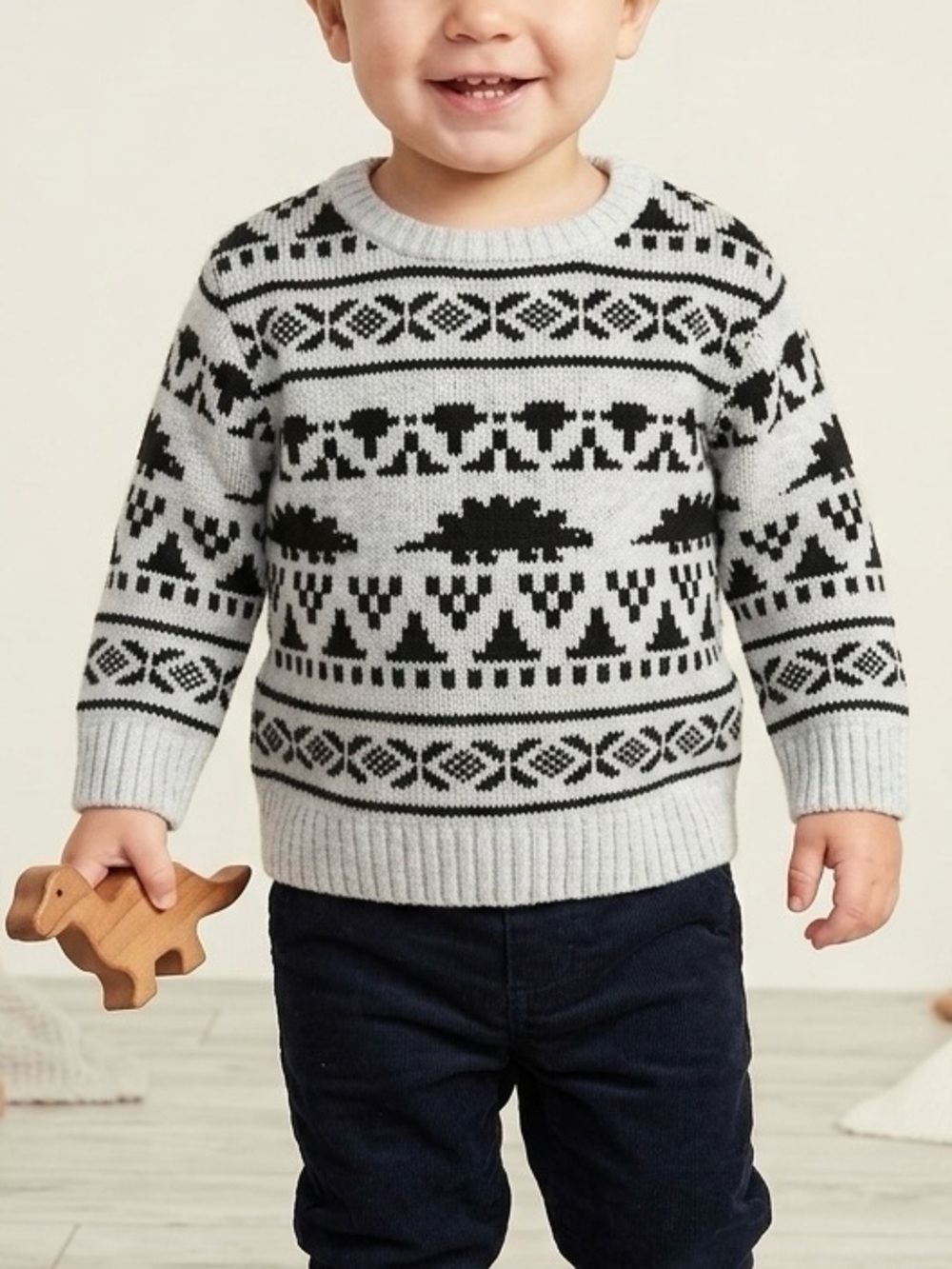 Old Navy Black & Gray Geometric Knit Sweater